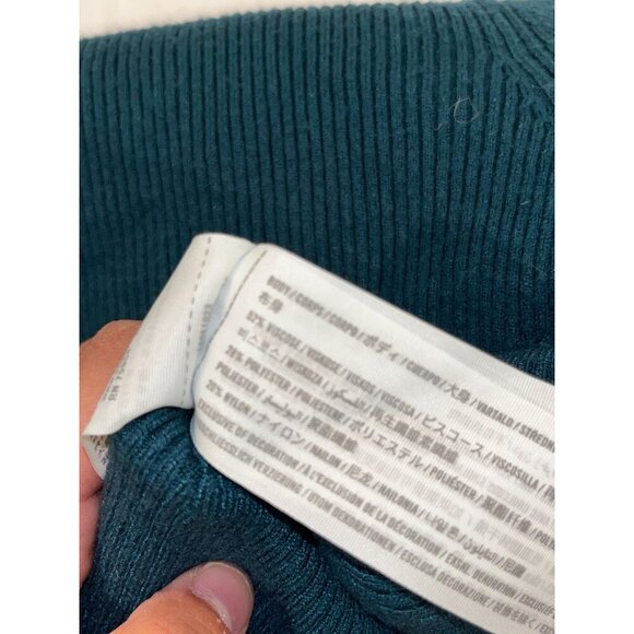 Abercrombie & Fitch Teal Ribbed Turtleneck Snap Crotch Women's Bodysuit Size XS - Picture 8 of 9
